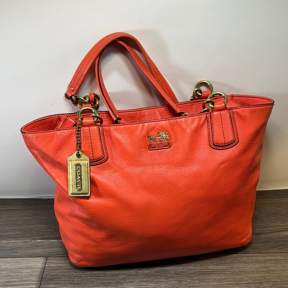 Coach Orange Leather Tote Bag - Picture 1 of 15
